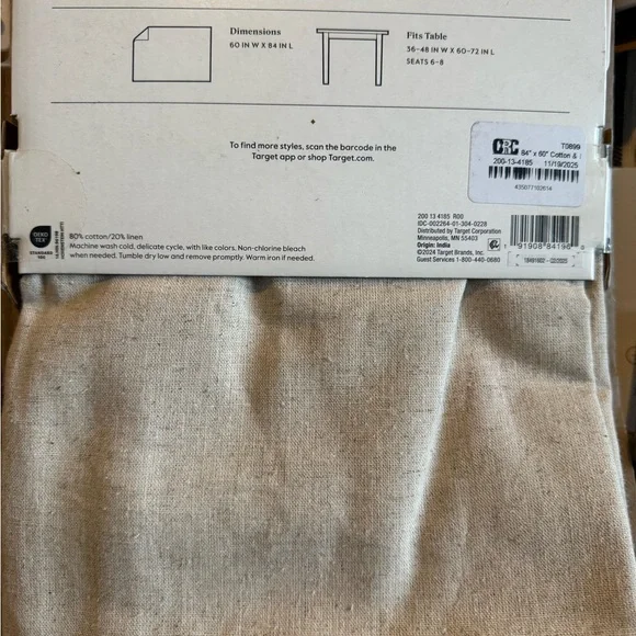 Threshold Cream Cotton-Linen Tablecloth 84in x 60in - Picture 3 of 3